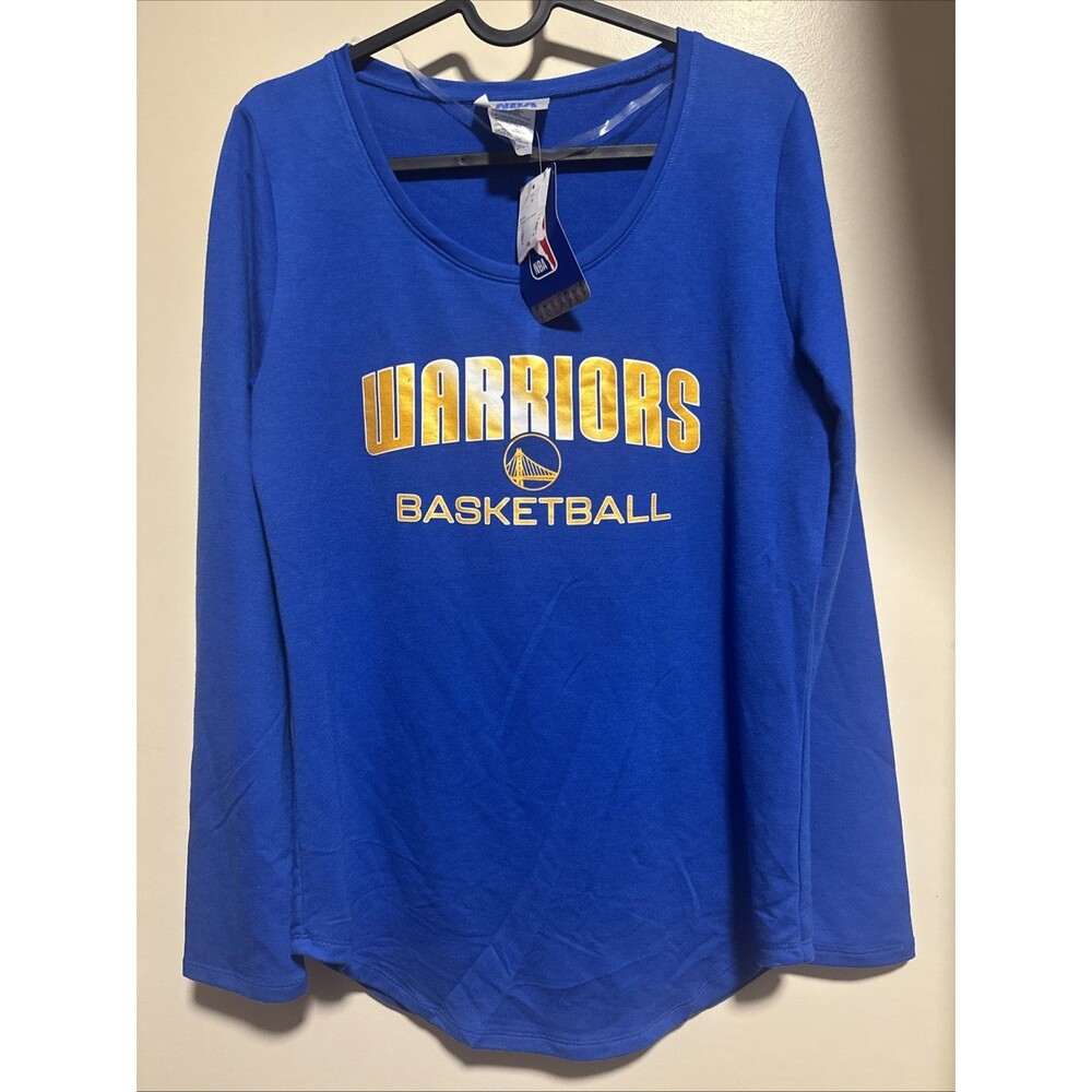 NBA Golden State Warriors Womens Long Sleeve Crew Neck Shirt Blue sze Medium NWT